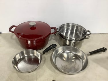 Kirkland Pot with Lid, Strainer, Pans, and more