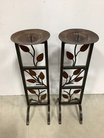 Vintage Cast Iron Candle Holders (15in Tall)