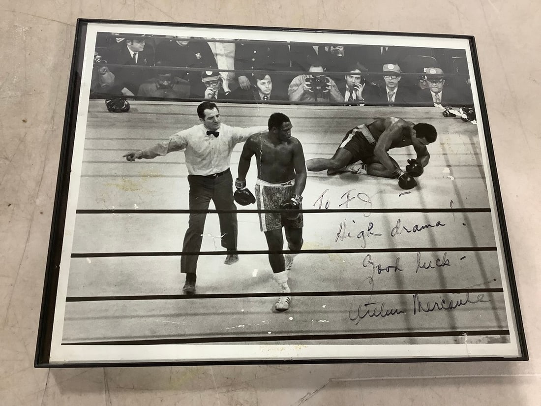 Framed black and white Muhammad Ali photographic print signed(8.25in.x10.25in.) (1 of 1)