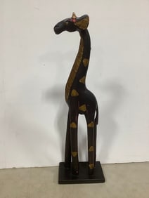 Wooden Giraffe Statue (24in Tall)