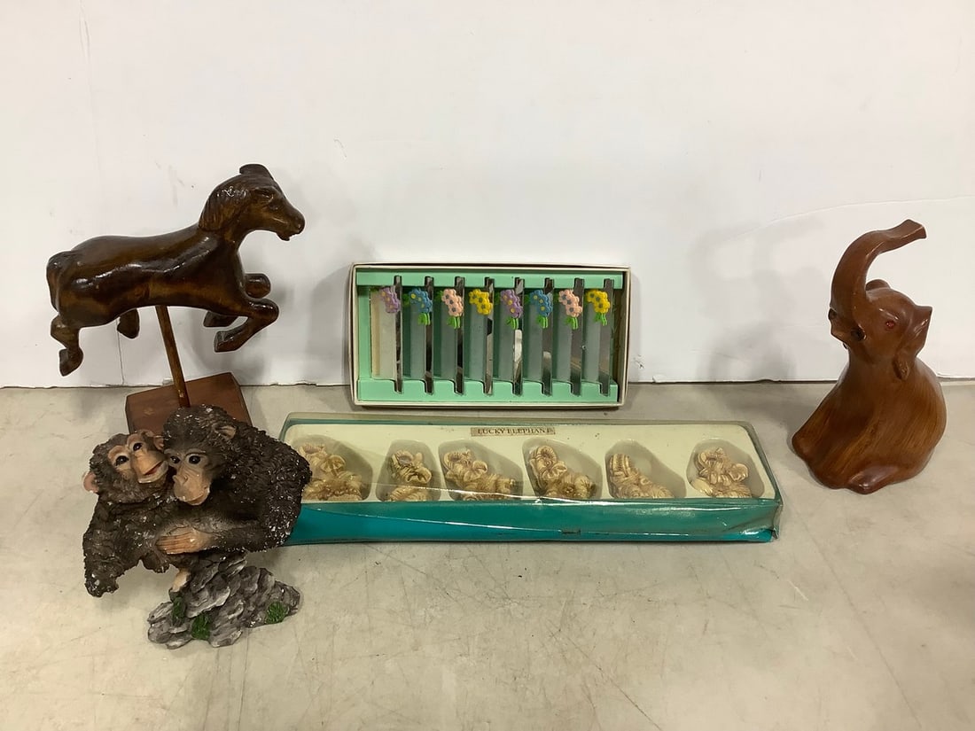 Wooden Statues, Hayward Figurine, Ceramic Lucky Elephants, and more (1 of 1)
