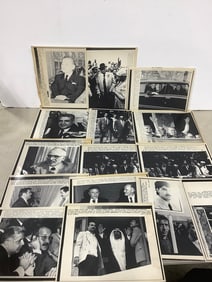 Vintage black and white photographic prints with descriptions