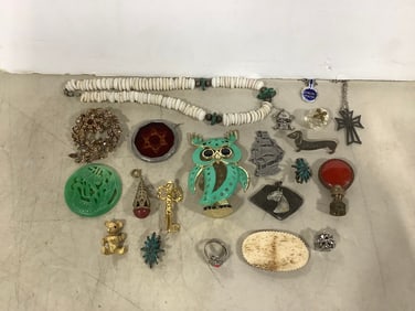 Various Pendants, Pins, and more