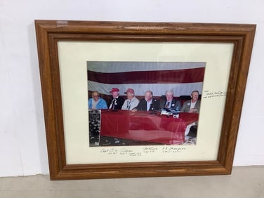 WWII Fighter Pilots signed photographic print in frame(13.5in.x16.5in.)