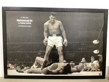 Framed Muhammad Ali Black and White Print (26inx38in)