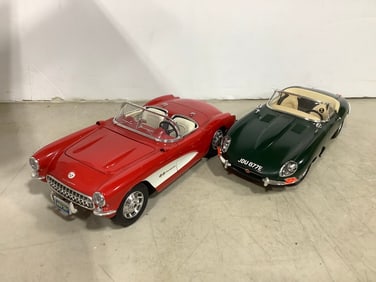 Metal Diecast Cars (1961 Jaguar, and 1957 Chevrolet Corvette)