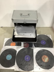 Record Case (13.5inx13.25inx7.5in) with Vintage Records