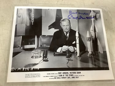 Curt Jurgens signed black and white photographic print (8inx10in)