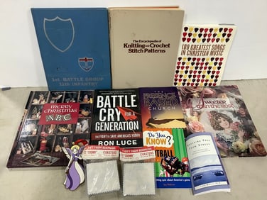 Various Books, Wax Coaster, and more