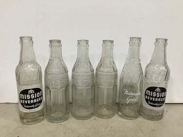 Empty Mission Beverages Glass Bottles (8in Tall)