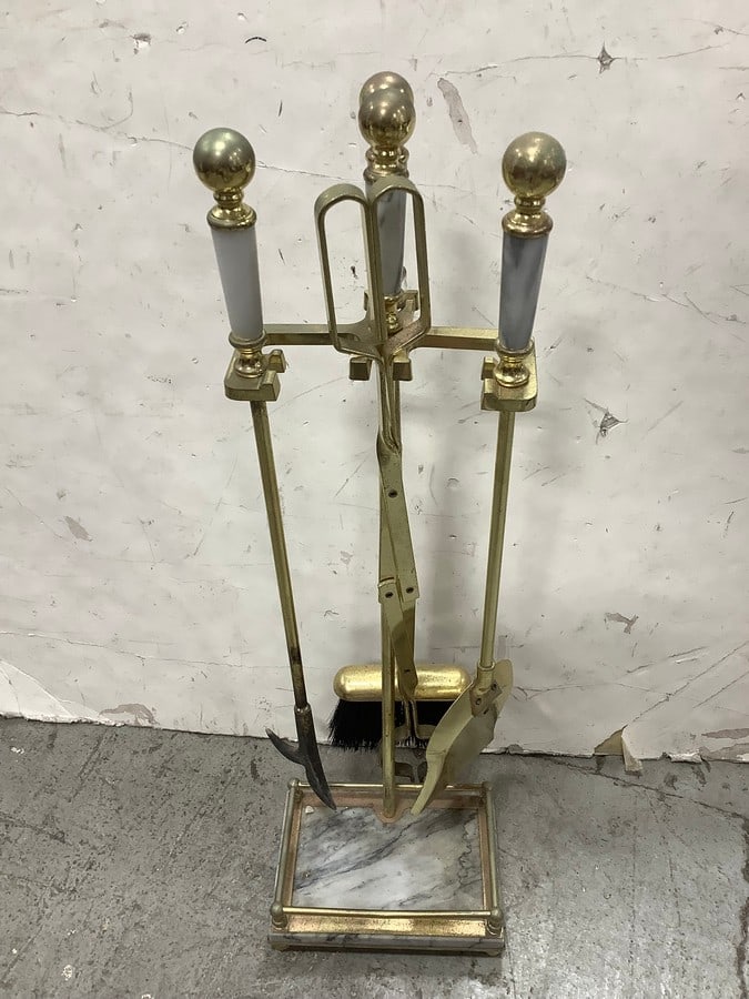Marble Base Fireplace Tool Set: Marble Base Fireplace Tool Set