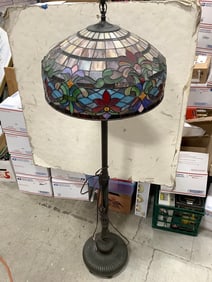 Stained Glass Shade Floor Lamp (63in Tall)