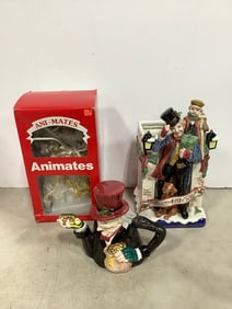 1993 Fitz Floyd teapot, Animates collectible, and 1993 Fitz and Floyd centerpiece(24.5in.tall)
