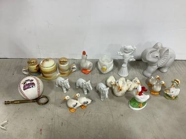 Decorative statues and more(Goebel, Lefton, etc.-tallest 5.25in.)
