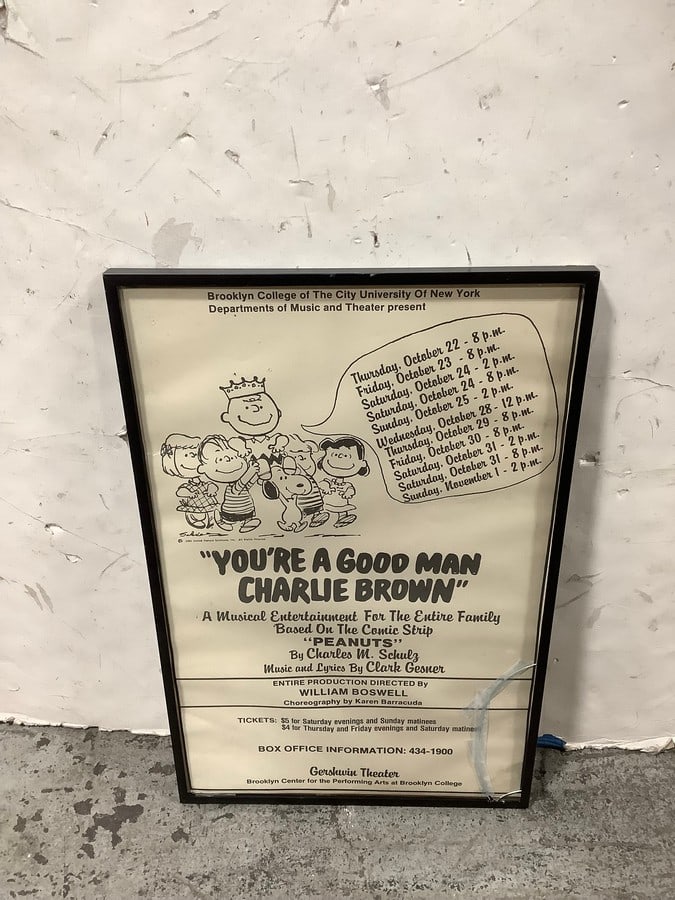 Peanuts Goodwin theater original poster(14.5in.x24.5in.-frame damaged): Peanuts Goodwin theater original poster(14.5in.x24.5in.-frame damaged)