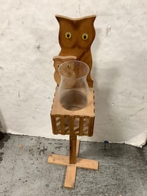 Wooden vase stand with vase(37in.tall)