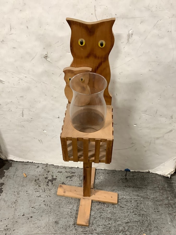 Wooden vase stand with vase(37in.tall): Wooden vase stand with vase(37in.tall)