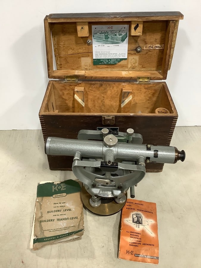 Vintage Keuffel & Esser Co. NP5155 Surveyor's scope, level with oak box(box damaged) (1 of 1)