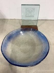 Leadership glass award plaque(11in.tall) and fire and light glass bowl