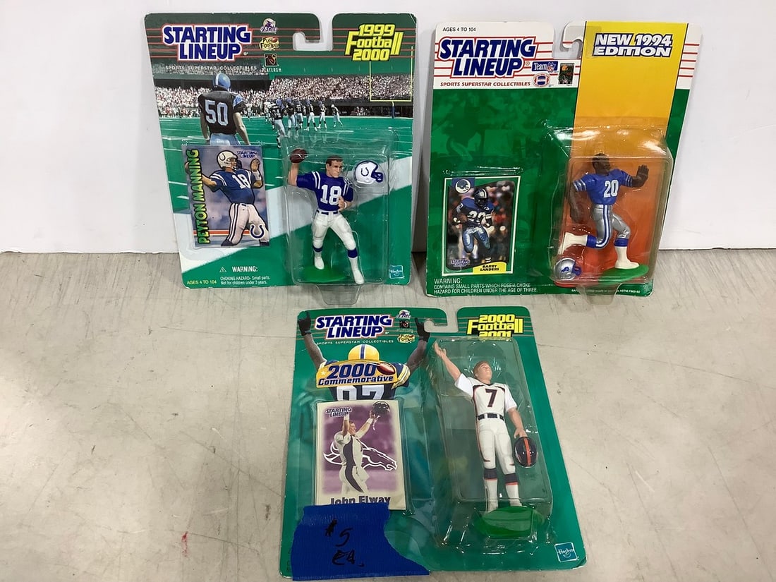 Starting Lineup collectible figures(John Elway, Barry Sanders, Peyton Manning,) (1 of 1)
