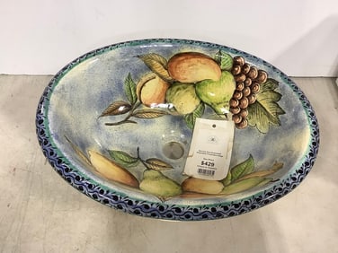 Architectural Accents oval sink green/blue fruits /deco edge(18in.across)