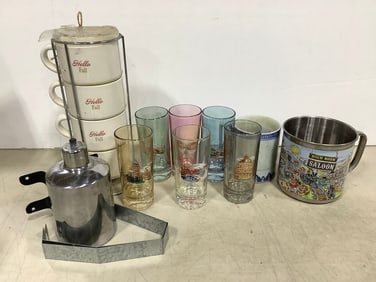 Various Glasses, Mug Stand, High Noon Saloon Cup, and more (Tallest - 10in)