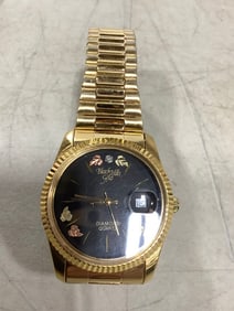 Black Hills Gold Mens Watch with Diamon & Gold Inlet