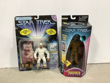 Star Trek collectible figures(The Mugatu and Captain James Kirk-new in box)