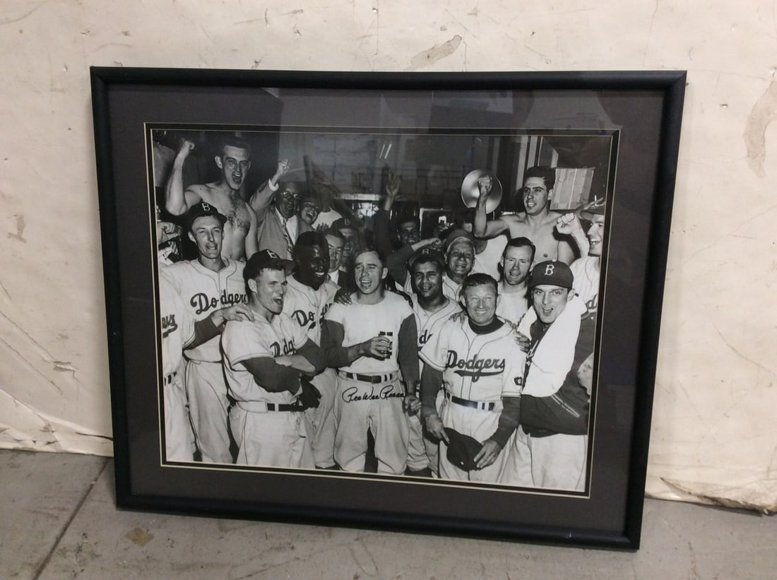 Framed Black and White Dodgers Print Signed PeeWee Reese (20inx24in) (1 of 1)