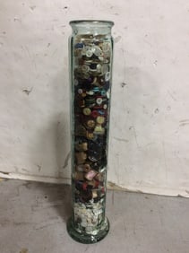 Glass Vase with Buttons and more (23in tall)