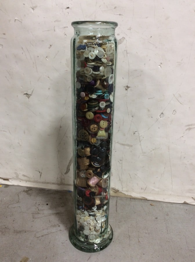 Glass Vase with Buttons and more (23in tall): Glass Vase with Buttons and more (23in tall)
