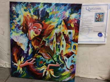For Fun' Clown Artwork on Canvas Signed by Leonard Afremov with COA (19.5inx22.5in)