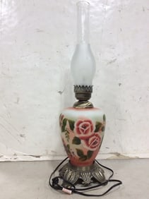Antique Floral Lamp (29in Tall)