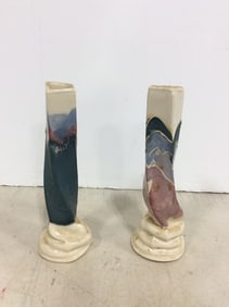 Signed candleholders(9in.)