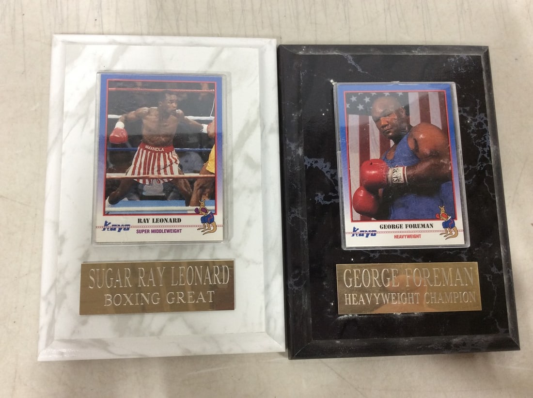 George Foreman and Sugar Ray Leonard plaques(5in.x6.5in.): George Foreman and Sugar Ray Leonard plaques(5in.x6.5in.)