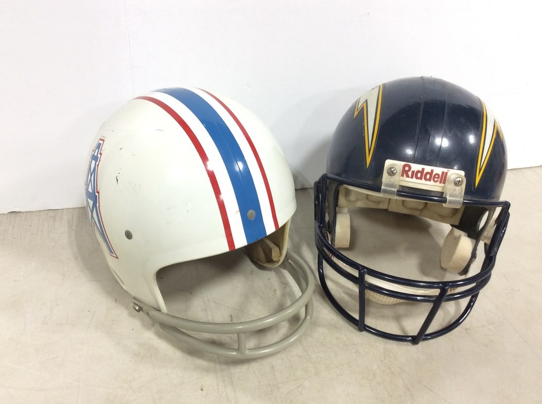 San Diego chargers and Houston Oilers helmets (1 of 1)