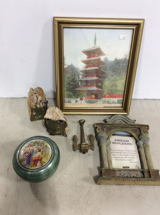 Set of 2 bookends, framed artwork(9.5in.x11.5in.), and more: Set of 2 bookends, framed artwork(9.5in.x11.5in.), and more