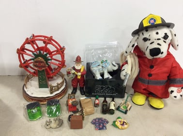 Elephant parade statue, magnets, National Fallen Firefighters Foundation doll, and more