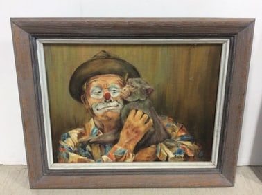 Framed clown artwork(11.5in.x14.5in.)
