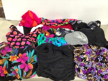 Various one piece swimsuits,bikinis, and bathing suit covers(various sizes)