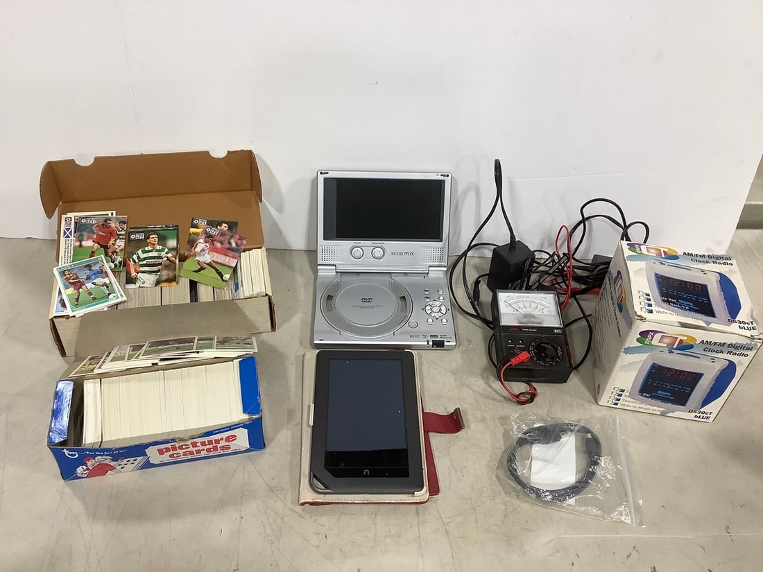 Various Topps Picture Cards, Nook Tablet, Audiovox DVD Player, Digital Clock Radio, and more (1 of 1)