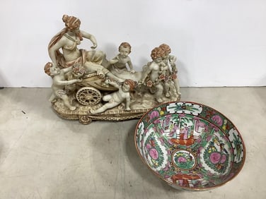 Furstenberg porcelain statue and decorative bowl