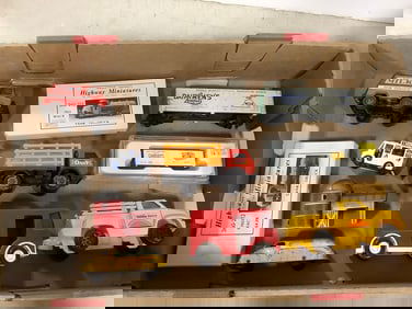 Vintage toy railroad cars and more