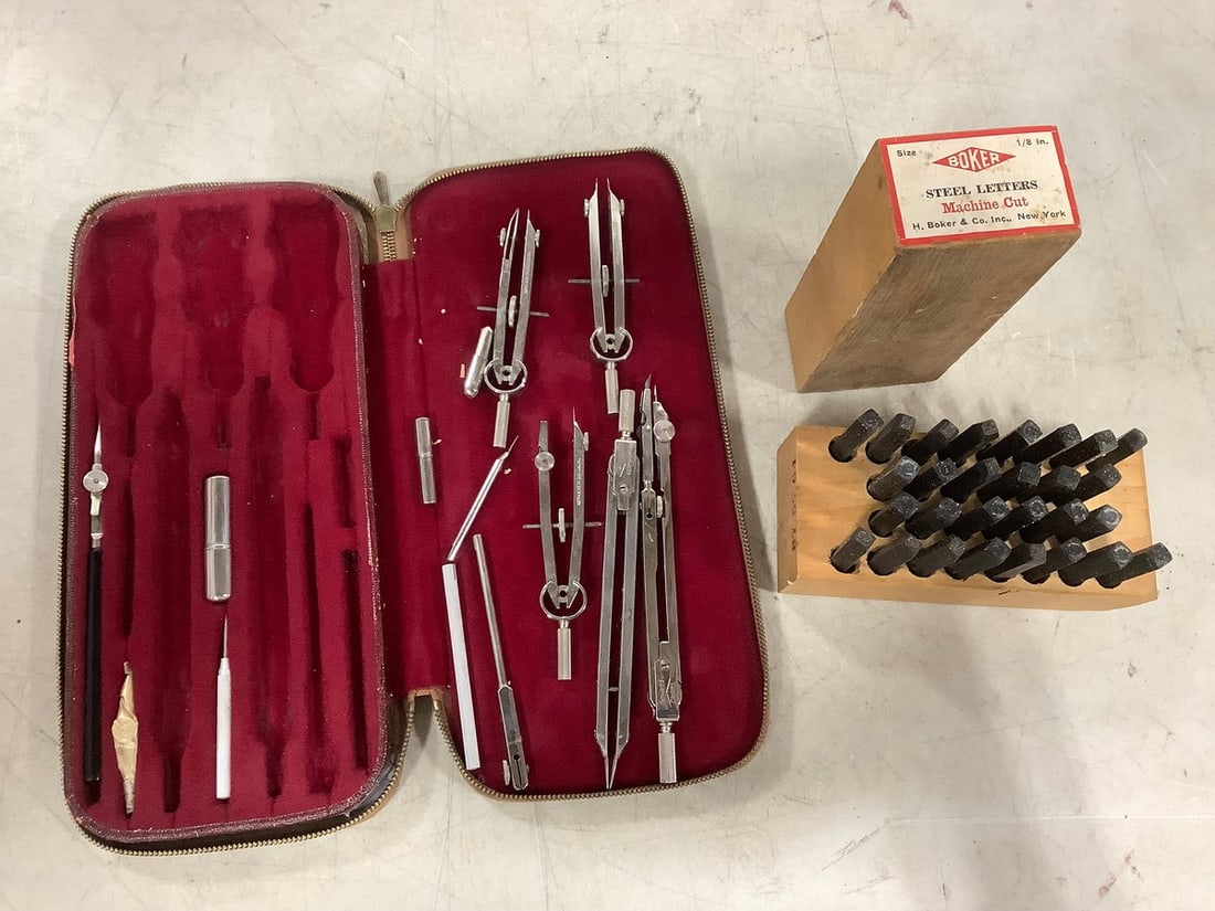 Boker steel letters and drafting set: Boker steel letters and drafting set