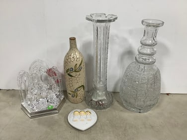 Light up nativity set, crystal cut glass vases, and more(tallest 15.5in.)