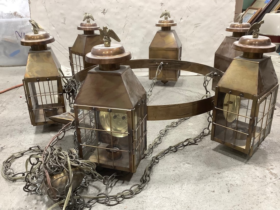 Six Bulb Lantern Hanging Light Fixture (15.5inx34.5in) (1 of 1)