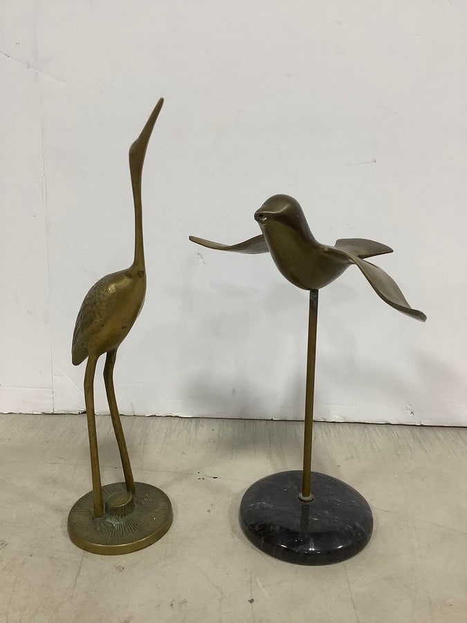 Vintage brass Enesco mom soaring bird and crane(12in.tallest): Vintage brass Enesco mom soaring bird and crane(12in.tallest)