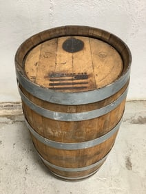 1963 American Oak Charred Wooden Whiskey Barrel (30.5in Tall)
