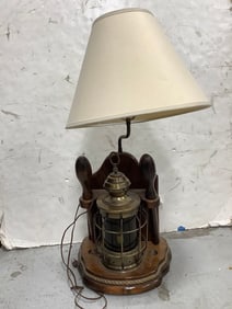 Nautical Wood/Brass Table Lamp (36in Tall)
