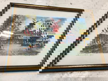 Framed Moulin Rouge Art Print Signed Rafael (15inx19in)
